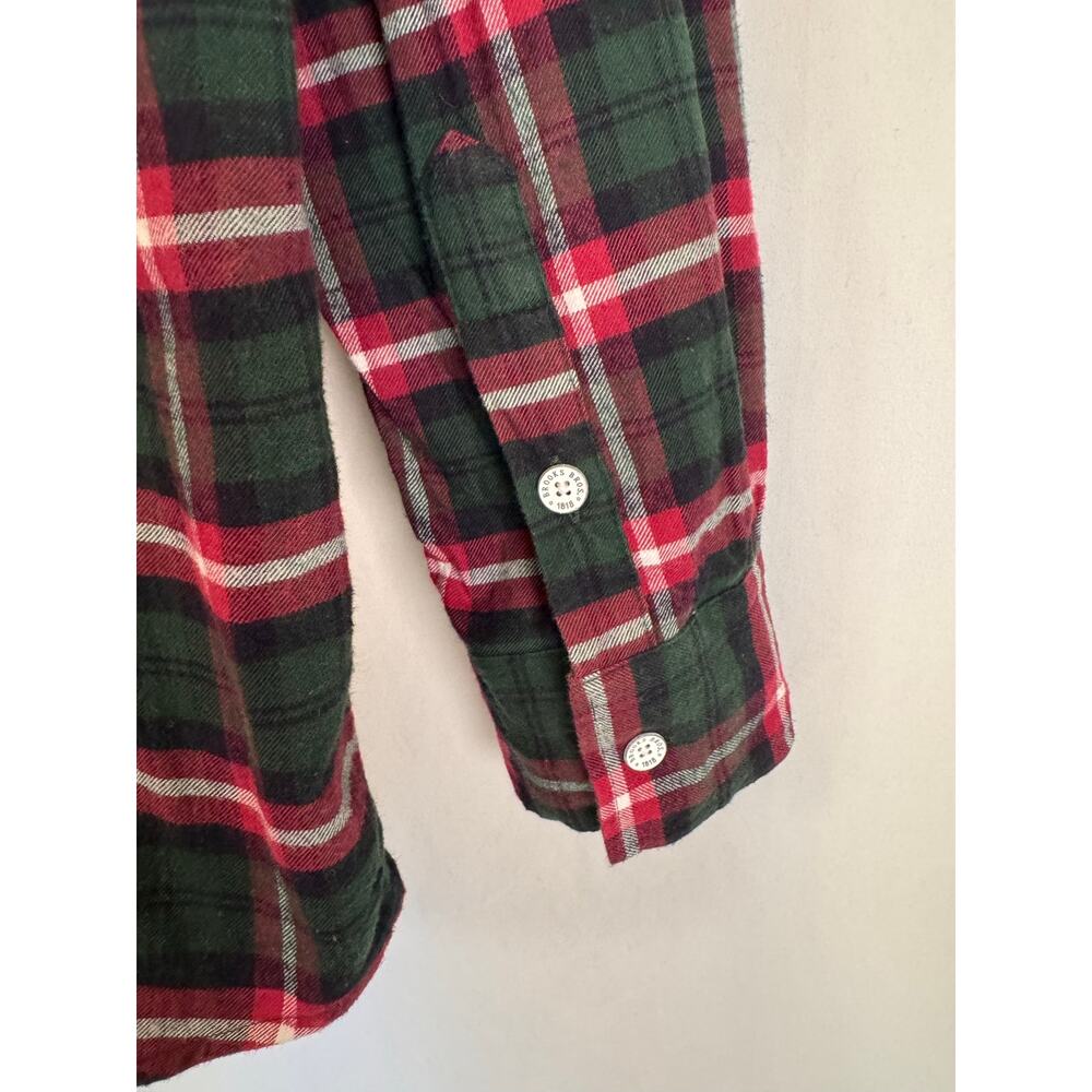 Brooks Brothers Women’s 12 Red Plaid Button Down Shirt Cotton Red Fleece Preppy - Picture 8 of 8